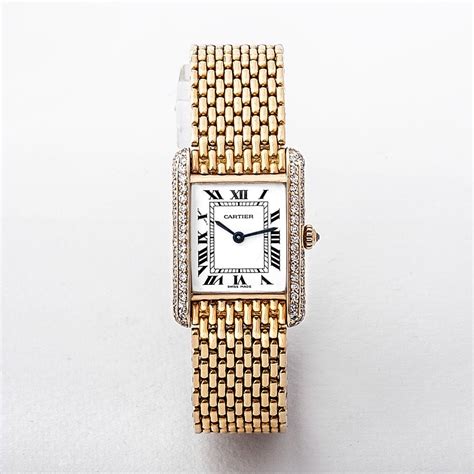 cartier tank with diamonds|cartier tank watch with diamonds.